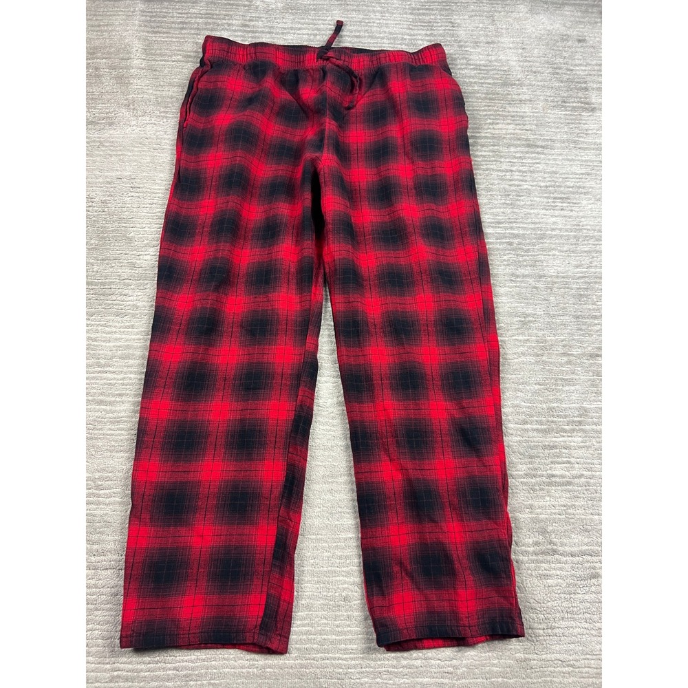 Old Navy Pajama Pants Mens XL Red Buffalo Plaid Flannel Cotton Drawstring 27877